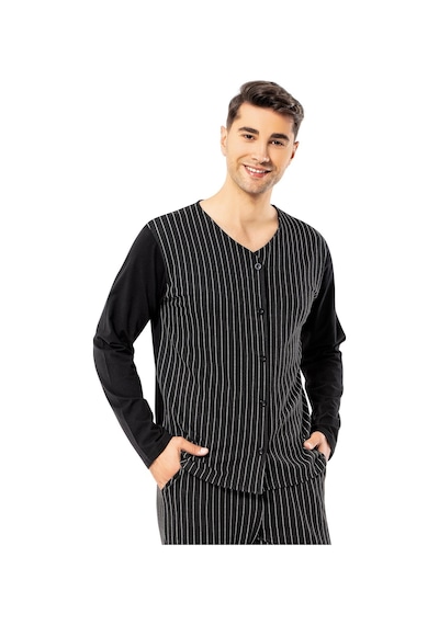 Erdem Siyah Erkek Kışlık Pijama Takımı 2022-12 Siyah