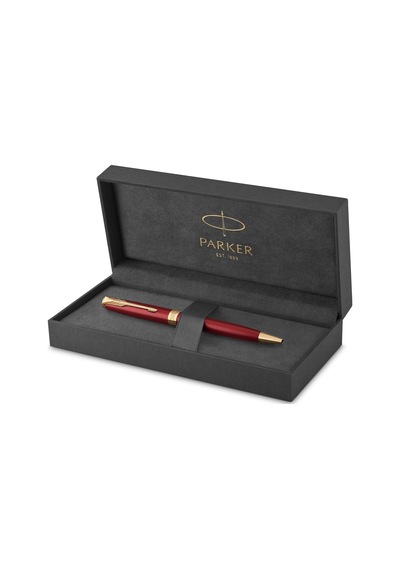 Parker Sonnet Lake Kırmızı Altın Tasarımlı Tükenmez Kalem, Orta K Çok Renkli