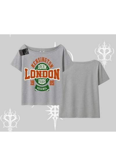 Startmore Startmore Kayık Yaka Tshirt London Denim 1985 Gri