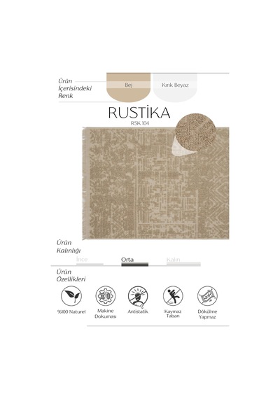Cool Halı Rustika Bej Jüt Halı Eskitme Vintage Etnik İskandinav Tarzı Kaymaz Dekoratif Jüt Kilim