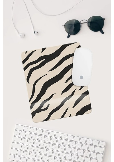 Zebra Desenli Bilek Destekli Dikdörtgen Mouse Pad Mouse Altlığı. Mousepad