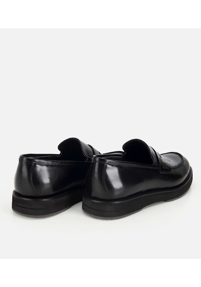 Hotiç Erkek Açma Deri Siyah Kalın Tabanlı Klasik Loafer