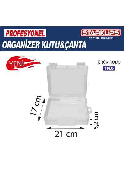 Plastik Tek Bölmeli Organizer Çanta Şeffaf 21 x 17 x 5.2 CM