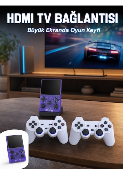 Retro Oyun Konsolu 2 Kablosuz Oyun Kolu Ve Ips Ekranlı