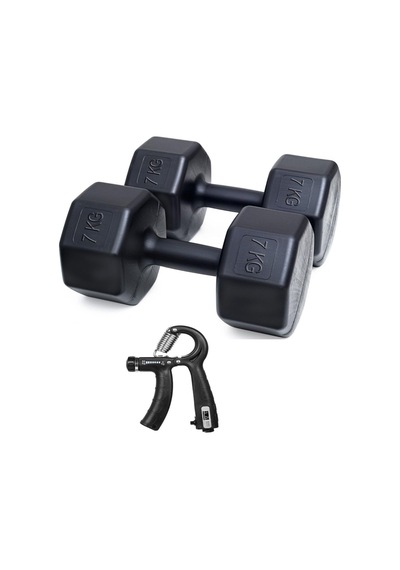 Besinistanbul Ps Spor 7 Kg Dambıl X 2 Adet 14 Kg + Sayaçlı Ayarlanabilir El Yayı Siyah Diğer