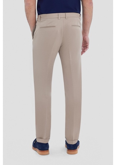 Sabri Özel Erkek Bej Dar Kesim Slim Fit Dokuma Yan Cep Jogger Pantolon