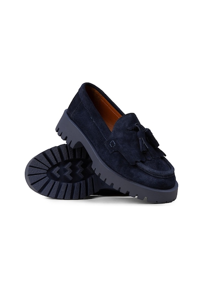 Deery Kadın Hakiki Süet Lacivert Püsküllü Loafer Ayakkabı - 02033zlcvc01 Lacivert
