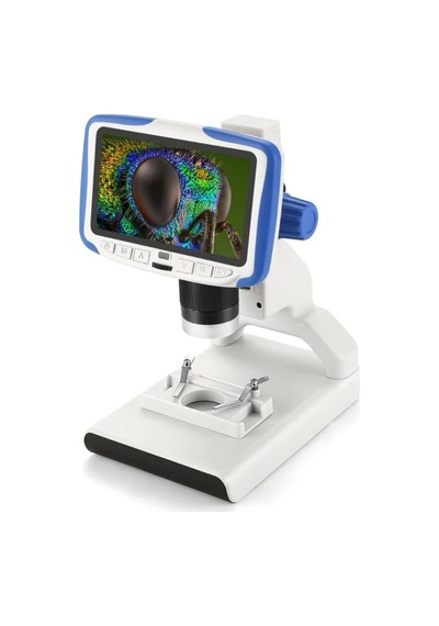 Dijital Masaüstü Mikroskop Kumandalı 2 Mp 5 İnç Lcd Ekran 8 Led Işık Biyolojik Mikroskop Hassas Görüntü