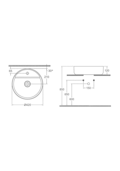 Isvea Infinity Tezgah Üstü Lavabo 42 CM
