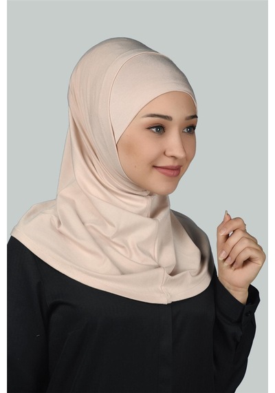 Altobeh İkili Set Pratik Eşarp Hazır Türban ve Hijab Tesettür Bonesi - Bej