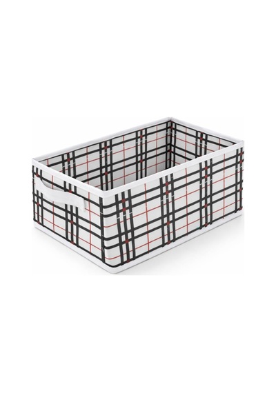 Bonny Home Ordena Ekoseli Dolap İçi Düzenleyici Katlanabilir Organizer, 45 X 24 X 20 Cm, Beyaz Çok Renkli