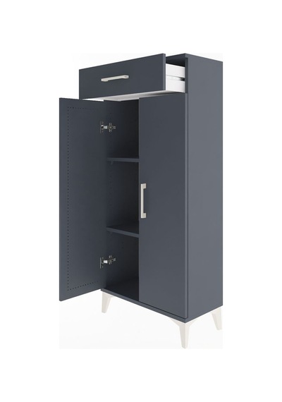 Arges Dolap 2 Raflı Tek Çekmeceli 2 Kapaklı 60x30x134 Antrasi... Antrasit
