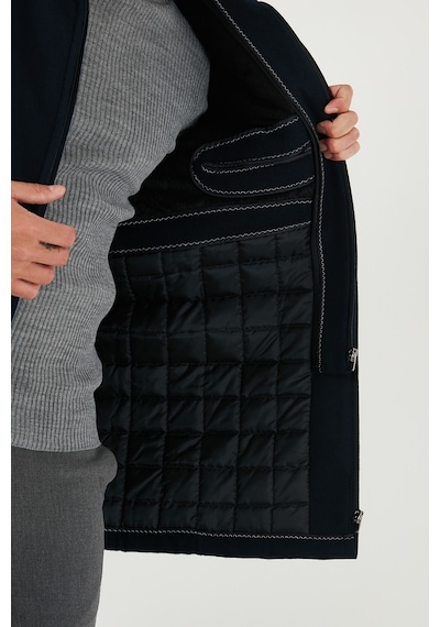 Buratti Slim Fit Çıkarılabilir Tüylü Yaka Detaylı Astarlı Kaşe Erkek Kaban 58400217 Lacivert