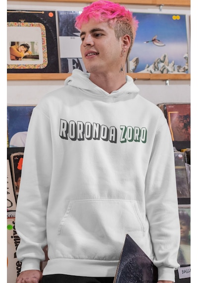 Sevbano Roronoa Zoro One Piece Anime Sırt Baskılı Unisex Oversize Penye H beyaz