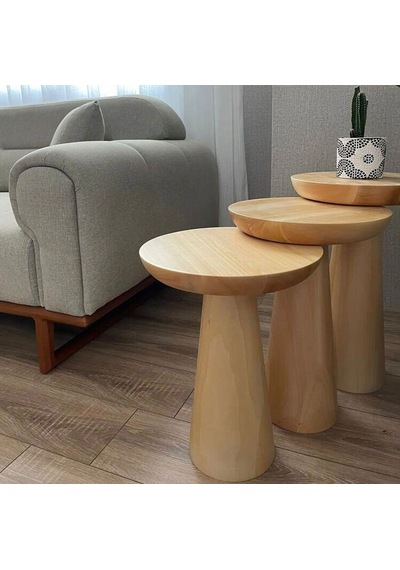 Mushroom Üçlü Zigon Sehpa Naturel