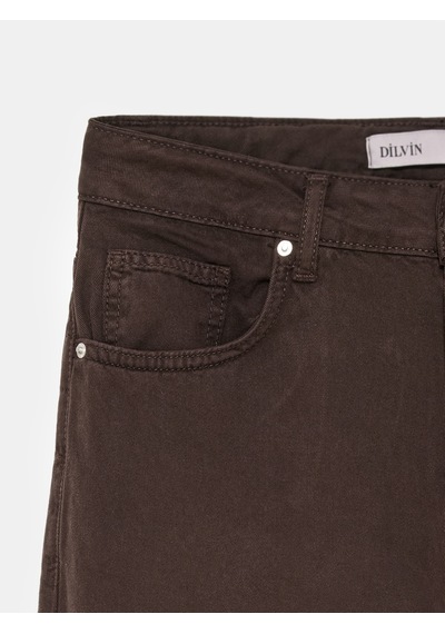 Dilvin 72323 Lyocell Karışımlı Wide Leg Jean-kahve