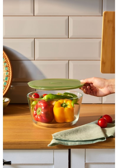 Karaca Green Yuvarlak Cam Saklama Kabı 2700 Ml Yeşil