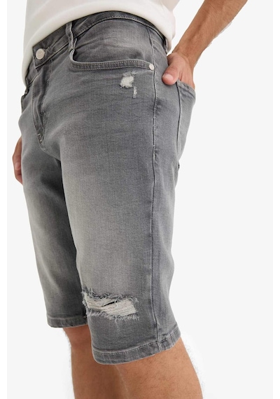 Defacto Slim Fit Dar Kesim Jean Bermuda Şort F4692ax25smnm18 Gri