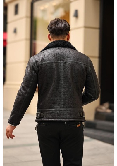 Mero Life Napa Deri İçi Full Kürklü Yüksek Kalite Slim Fit Erkek Mont - Siyah Mero Life Napa Deri İçi Full Kürklü Yüksek Kalite Slim Fit Erkek Mont - Siyah