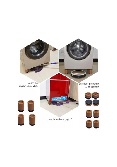 Titreşim Önleyici Kaydırmaz Ayak Seti - Çamaşır Makinesi İçin 4 Lü Set, Kahverengi 8,5 Cm
