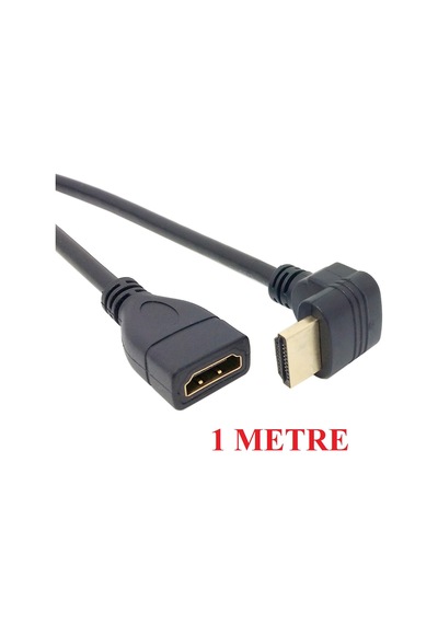Alfais 4667 Hdmi Dişi Erkek Uzatma 90 Derece Dirsek Kablosu 1 Metre