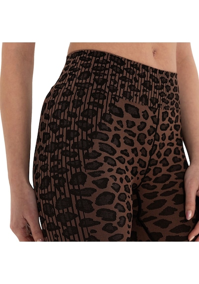 Inguz Leopar Desen Seamless Toparlayıcı Tayt Kahverengi - Siyah
