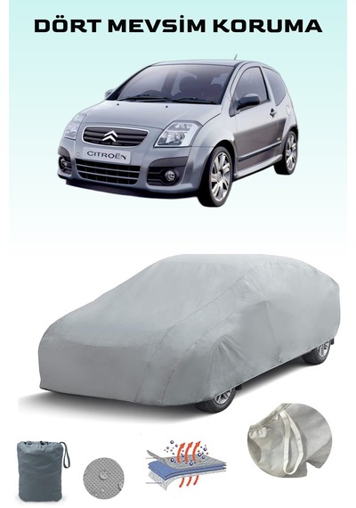 Citroen C2 1 Uyumlu Araba Brandası, Oto Branda, Araba Çadırı, Su-güneş Geçirmez Gri
