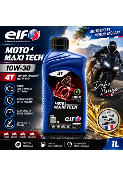 Elf Moto 4 Maxi Tech 10w-30 4t Sentetik Motosiklet Motor Yağı 1l
