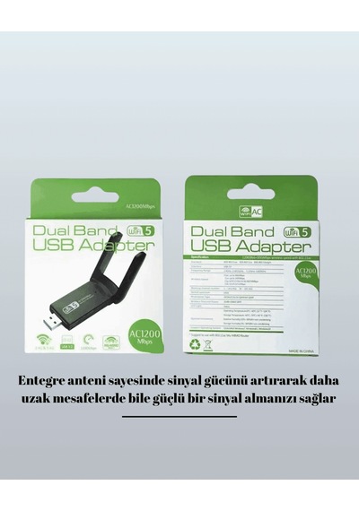 Ağ Adaptörü Realtek 5g Destekli Yüksek Hızlı Çift Bant Usb