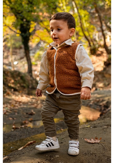 Luckka Heritage Puffy Astarlı Peluş Bebek Çocuk Yelek - Wellsoft Yelek - Ztpufyelek Kahverengi