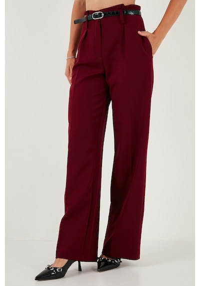 Lela Wide Leg Yüksek Bel Geniş Paça Palazzo Bayan Pantolon 65271262 Bordo