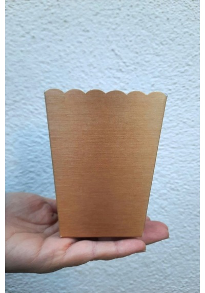 8'li Gold Parlak Mısır Kutusu - Popcorn Kutusu - Doğum Günü İkram Hediye - Orta Boy Standart