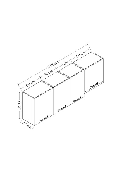 Minar 215 Cm Mutfak Dolabı Beyaz 215-b4-üst Modül