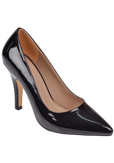 Pullman Floor 10 Cm Topuklu Kadın Ayakkabı Stiletto Mak-437 Siyah Rugan