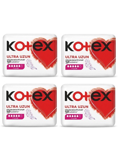 Kotex Ultra Uzun Kanatlı Hijyenik Gece Pedi 7'li X 4 Paket