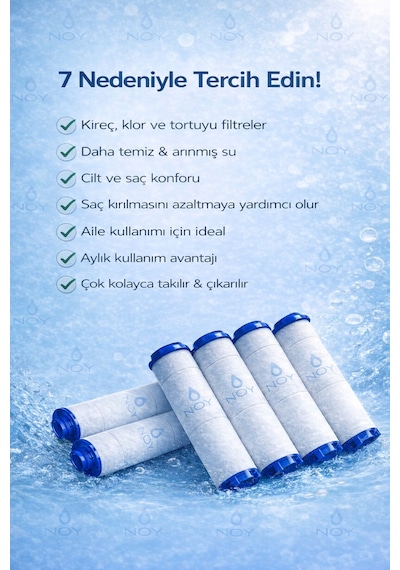 Filtreli Duş Başlığı Uyumlu Yedek Filtresi Kireç Kir Pas Önleyici 5 Adet Mavi