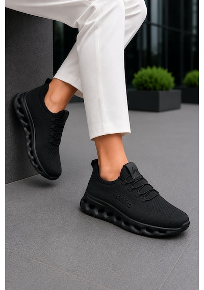 Homiro Unisex Triko Sneaker Hafif Taban Günlük Spor Ayakkabı Siyah-