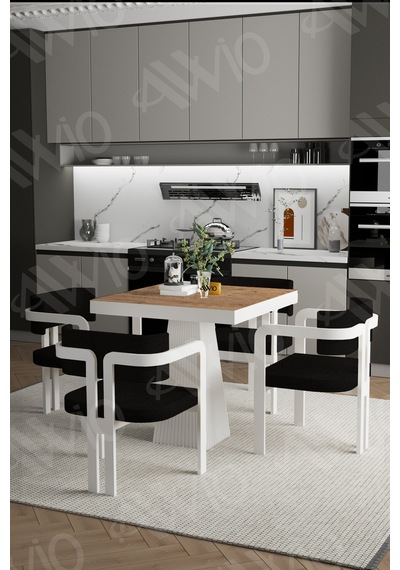 Avvio Demre Bohem Ayak Tokyo Demonte Sandalye 80x80 Yemek Masası Mutfak Masası 4 Kişilik Akçaağaç