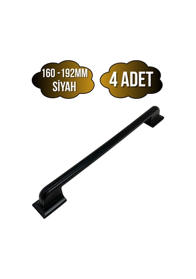 Okyanus Siyah Metal Dolap Kulpu Mobilya Ve Mutfak Dolap Kulpu Siyah 160-192mm 4 Adet Siyah