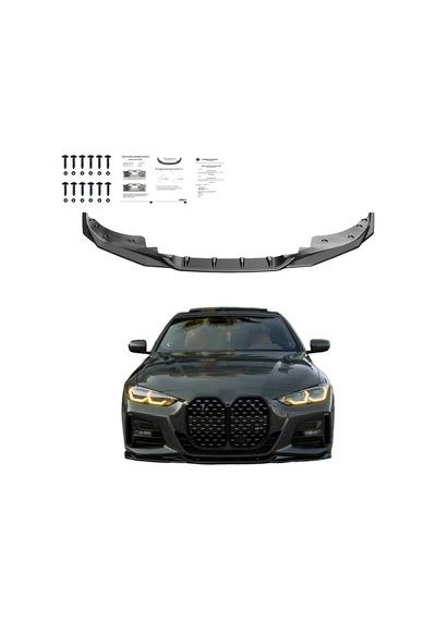 Bmw 4 Serisi G22 2020+ Ön Lip Parlak Siyah Sport Ön Tampon Lipi Body Kit Ön Alt Lip Spoiler