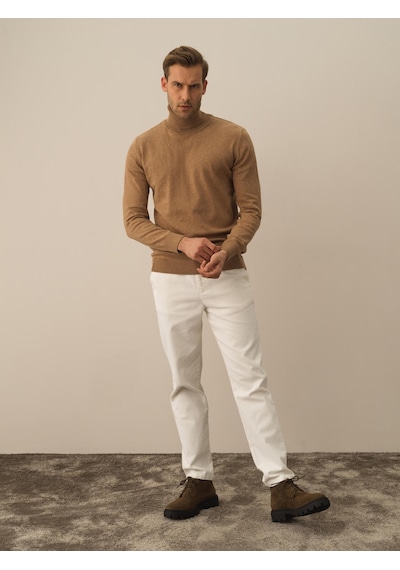 Xint Camel Dokulu Pamuk Dokulu Regular Fit Kazak 801737
