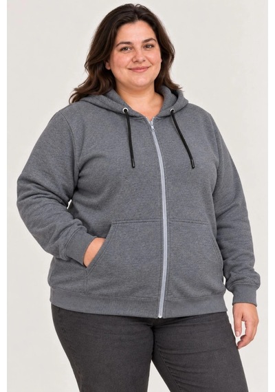 Moda Kadın Battal Büyük Beden Üç İplik İçi Şardonlu Kapüşonlu Tam Fermuarlı Kışlık Sweatshirt - Füme Çok Renkli Moda Kadın Battal Büyük Beden Üç İplik İçi Şardonlu Kapüşonlu Tam Fermuarlı Kışlık Sweatshirt - Füme Çok Renkli