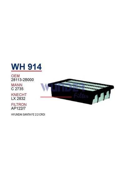 WUNDER WH914 HAVA FİLTRESİ - HYUNDAi SANTA FE 2.2 CRDI