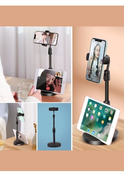 Mucit Home Masa Üstü Tablet Ve Telefon Tutucu Plastik Aparat Siyah Ve Beyaz Telefon Standı Gümüş