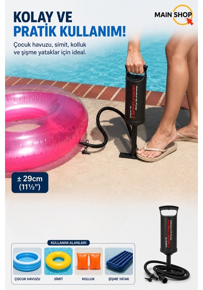 Mainshop Intex 29 Cm Kutulu Pompa Yatak, Bot, Can Yeleği, Havuz Ve Simit Şişirme Pompası M-68612
