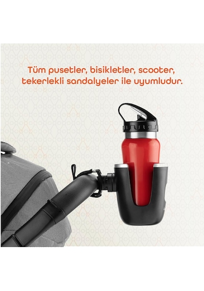 Gezenbebe Bebek Arabası Bardak Tutucu Siyah