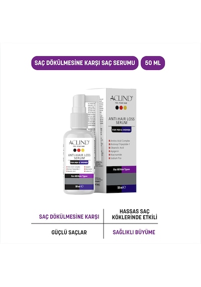 Aclind Anti-hair Loss Serum For Men & Women Saç Ve Saç Derisi Bakım Serumu 50 Ml