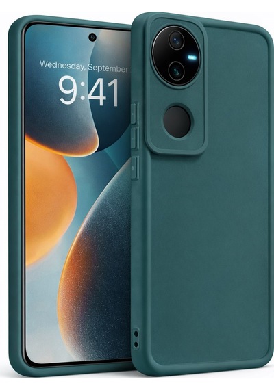 Vivo V50 Uyumlu Kamera Çıkıntılı Mat Silikon Telefon Kılıfı Yeşil