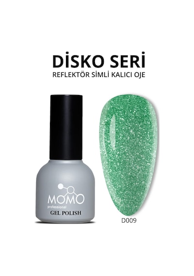 Momo Professional Disco Kalıcı Oje D009 Yeşil Reflective Flash Gel Polish 10 Ml