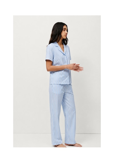 Fit Women Standart Boy Elastanlı Mavi Pijama Takımı